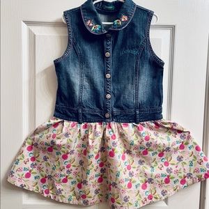 Girls Denim Benetton Dress w/ Flowers